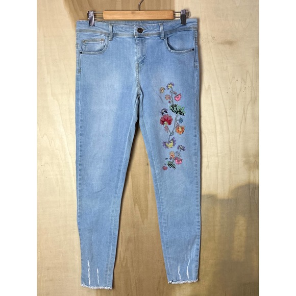 Zara Denim - Zara Jeans Womens 8 Basic Z1975 Denim Floral Print Skinny